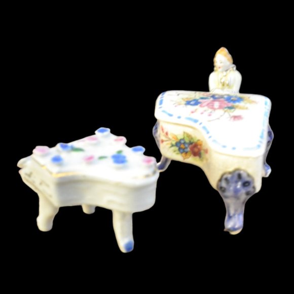 Vintage 3 Piece Piano Set 2 Pianos Piano Player Floral Design Japan - Picture 2 of 14